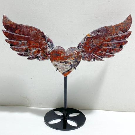 Morocco Agate Heart Wing Carving With Stand -Wholesale Crystals