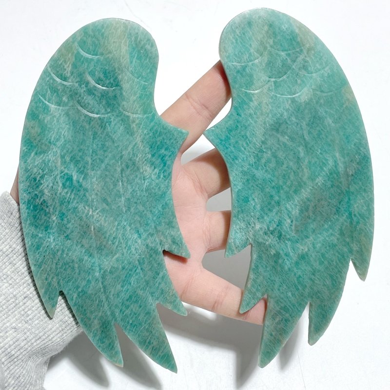 Natural Amazonite Angel Carving Wing With Stand - Wholesale Crystals