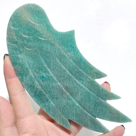 Natural Amazonite Angel Carving Wing With Stand - Wholesale Crystals
