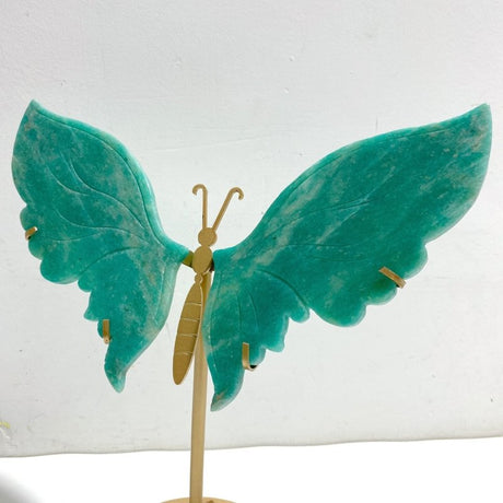 Natural Amazonite Butterfly Carving Wing With Stand - Wholesale Crystals