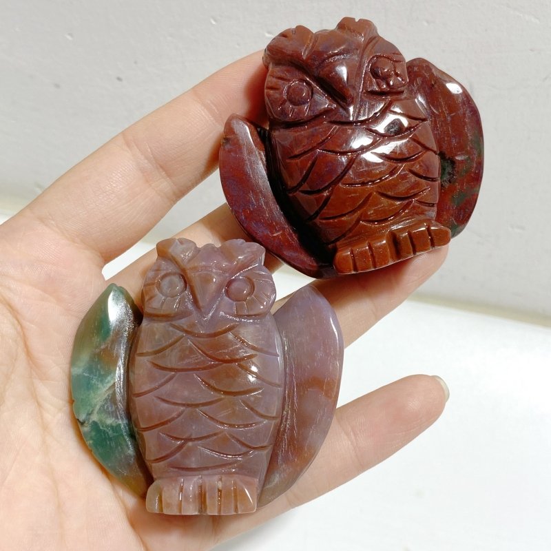 Ocean Jasper Owl Carving Wholesale -Wholesale Crystals