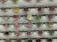 51 Pieces Colorful Tourmaline Different Styles Flower Shape Sterling Silver Ring
