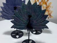 3 Pieces Peacock Crystal Carving With Stand Blue Aventurine Ruby In Kyanite