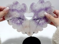 Amethyst Mixed Agate Heart Wing Carving With Stand