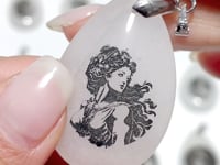 White Jade Engraved Twelve Olympians Teardrop Pendant Crystal Pendant Wholesale