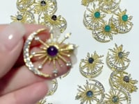 Moon Star Brooch Wholesale Amethyst Garden Quartz Amazonite Labradorite