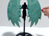 Natural Amazonite Angel Carving Wing With Stand