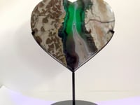 Large Volcano Agate Heart With Stand (UV-Reactive)