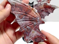 2 Pairs Morocco Agate Owl Wing Carving With Stand