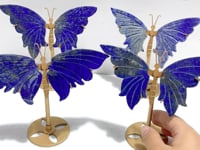 4 Pairs Small Lapis Lazuli Butterfly Wing Carving With Stand