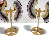 2 Pairs Fluorite Mixed Pyrite Angel Wing Carving With Stand
