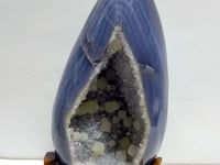 Unique Amethyst Mixed Geode Agate Calcite Dinosaur Egg With Stand