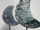 2 Pieces Large Moss Agate Moon With Stand Home Decor