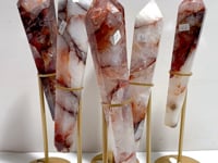 6 Pieces Fire Quartz Point Magic Scepter Wand With Stand