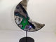 Large Geode Druzy Volcano Agate Moon Carving With Stand(UV-Reactive) #2