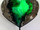 Unique Geode Druzy Volcano Agate Heart Carving With Stand(UV-Reactive) #4