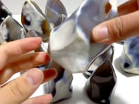 14 Pieces Black Orca Agate Flame Carving