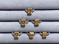 6 Pieces Citrine Sugar Cube 925 Silver Ring Different Styles