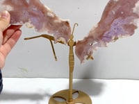 Pink Sakura Agate Mixed Amethyst Butterfly Wing Carving With Stand