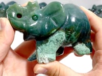 8 Pieces Beautiful Moss Agate Elephant Carving
