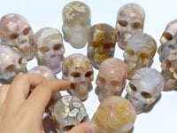 15 Pieces Sakura Flower Agate Skull Carving
