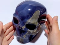 Large Geode Druzy Agate Skull Crystal Carving