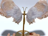 Sakura Flower Agate Butterfly Wing Carving With Stand