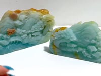 2 Pieces Beautiful Caribbean Calcite Landscape Pavilion Carving #10