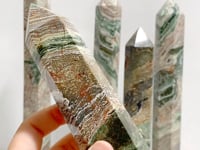 5 Pieces Tall Green Stripe Jasper Point #4