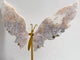 Unique Sakura Flower Agate Butterfly Wing Carving With Stand