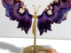 Unique Purple Sakura Flower Agate Butterfly Wing Carving With Stand