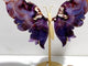 Purple Sakura Flower Agate Butterfly Wing Carving With Stand