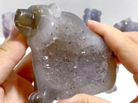 7 Pieces Geode Druzy Agate Bear Carving