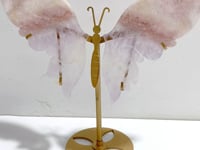 Unique Pink Sakura Agate Butterfly Wing Carving With Stand