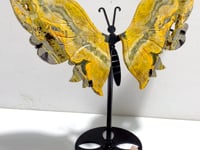Natural Bumble Bee Stone Jasper Butterly Wing Carving With Stand