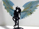 Blue Onyx Demon And Angel Wing Carving With Stand