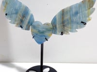 Unique Blue Onyx Heart Wing Carving With Stand