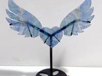 Unique Fluorite Heart Wing Carving With Stand