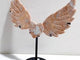 Pink Agate Heart Wing Carving With Stand