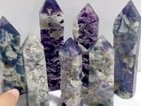 7 Pieces Rainbow Fluorite Raw Side Tower