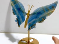 Beautiful Blue Onyx Butterfly Wing With Stand