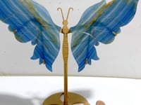 Unique Blue Onyx Butterfly Wing Carving With Stand