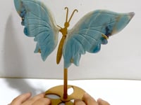 Trolleite Stone Butterfly Wing Carving With Stand