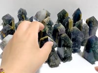 20 Pieces Blue Fluorite Mixed Pyrite Raw Side Tower Point