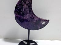 Large Charoite Moon Carving With Stand #4