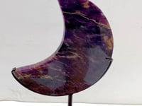 Large Charoite Moon Carving With Stand