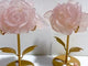 2 Pieces Rose Quartz Flower Carving With Stand