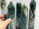 5 Pieces Tall Moss Agate Tower Points