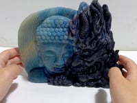 Unique Trolleite Stone Half Mara and Half Buddha Carving