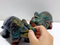 2 Pieces Large Ocean Jasper Elephant Carving